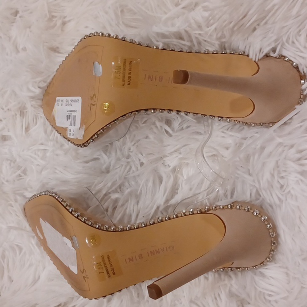 NEW Gianni Binni Clear PVC & Rhinestone Embellishments Strappy High Heels SZ 7 - Picture 13 of 13